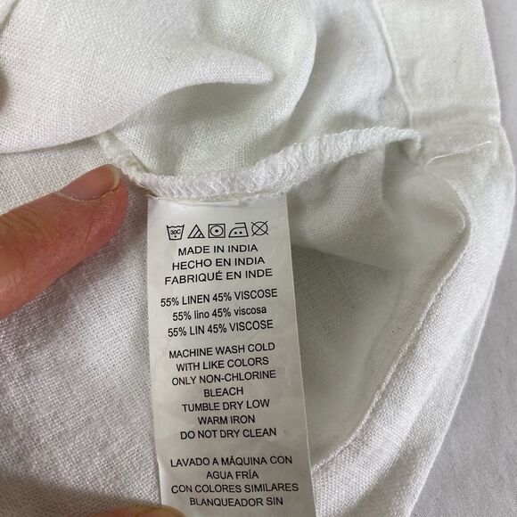 Women's White Michael Kors Button-Up Top blouse w/roll up sleeves - Picture 9 of 9